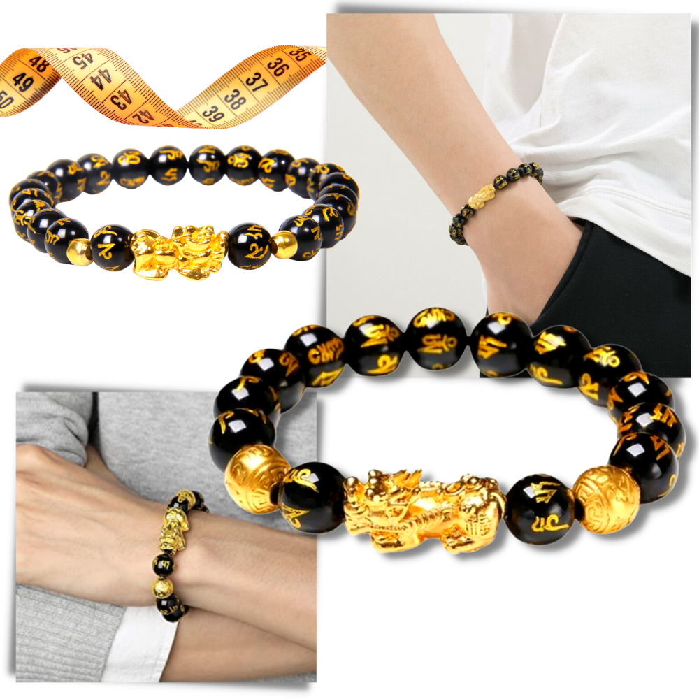 Armband i svart och guld obsidian - Ozerty