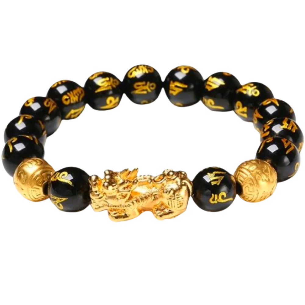 Armband i svart och guld obsidian - Ozerty