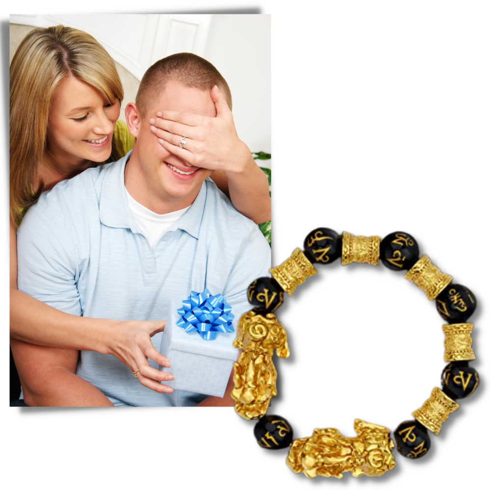 Armband i svart och guld obsidian - Ozerty