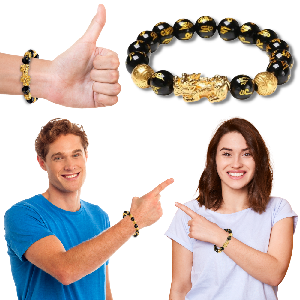 Armband i svart och guld obsidian - Ozerty
