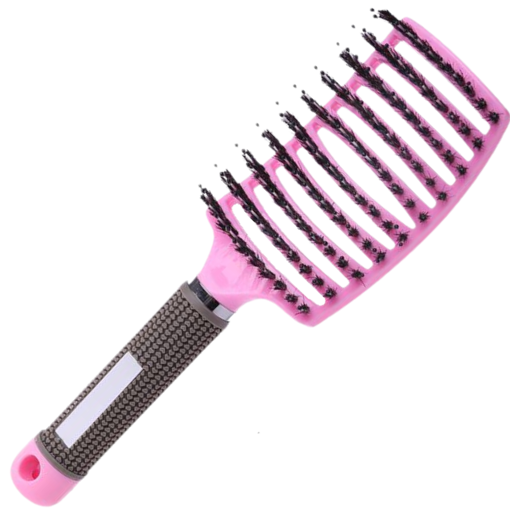 Massaging hair brush with boar bristles