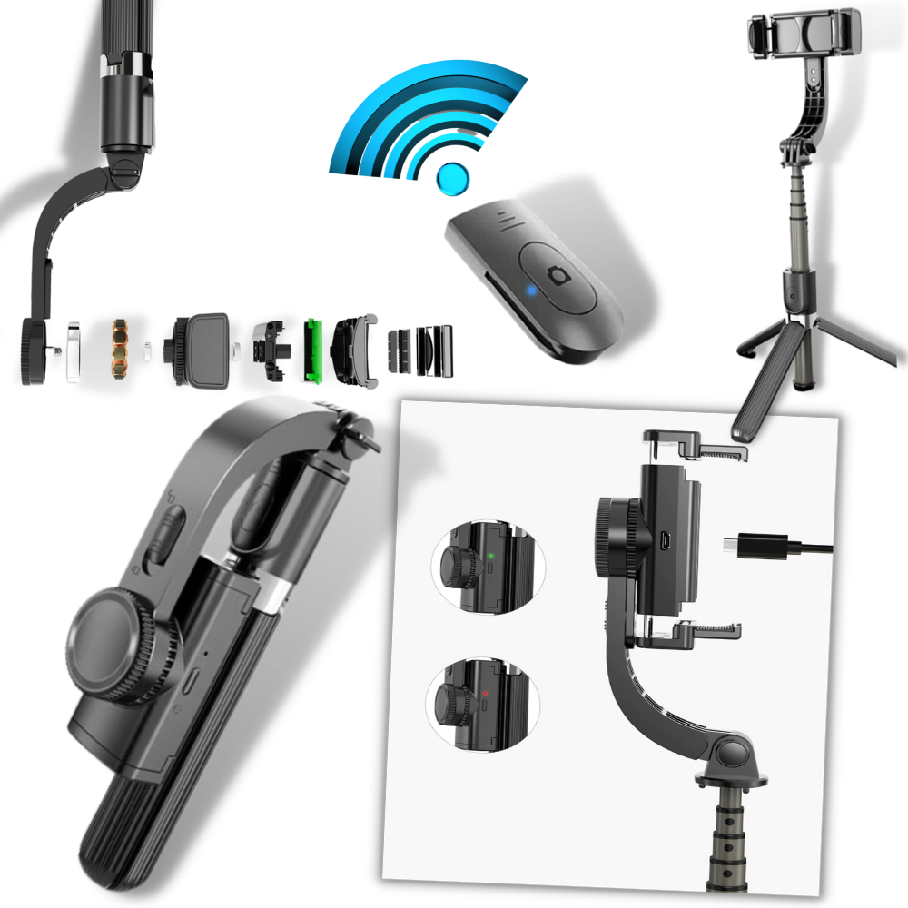 3-i-1 Selfiepinne med gimbal stabilisator
