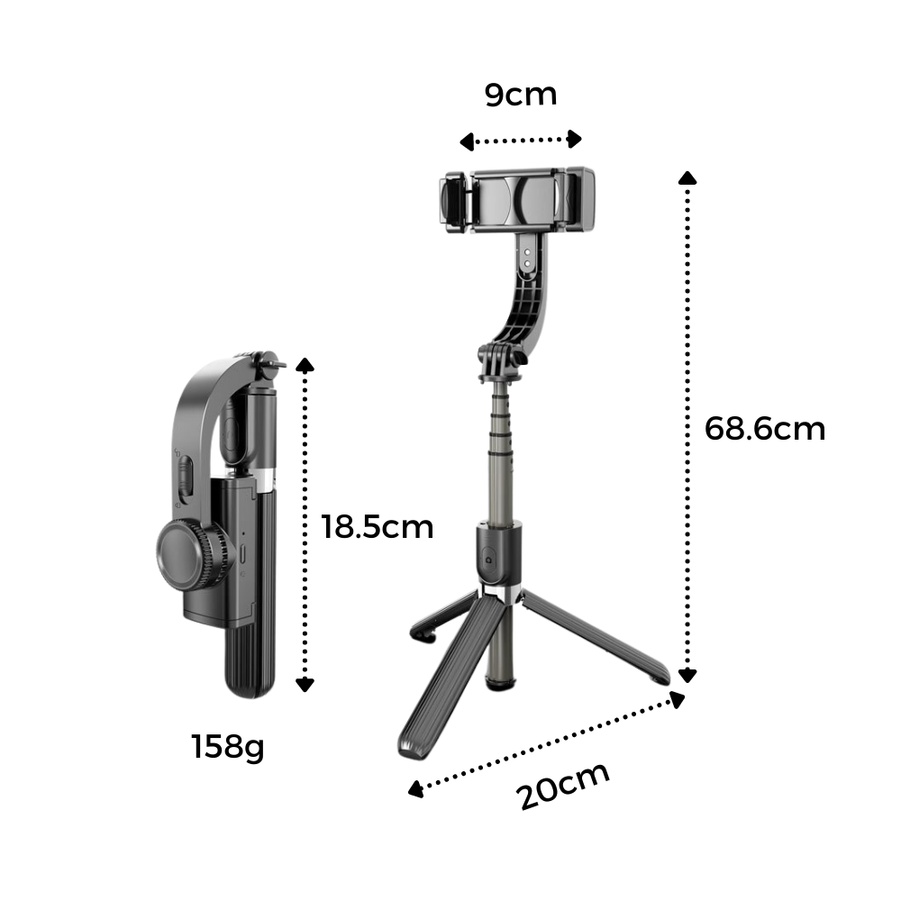 3-in-1 Selfie stick with gimbal stabilizer