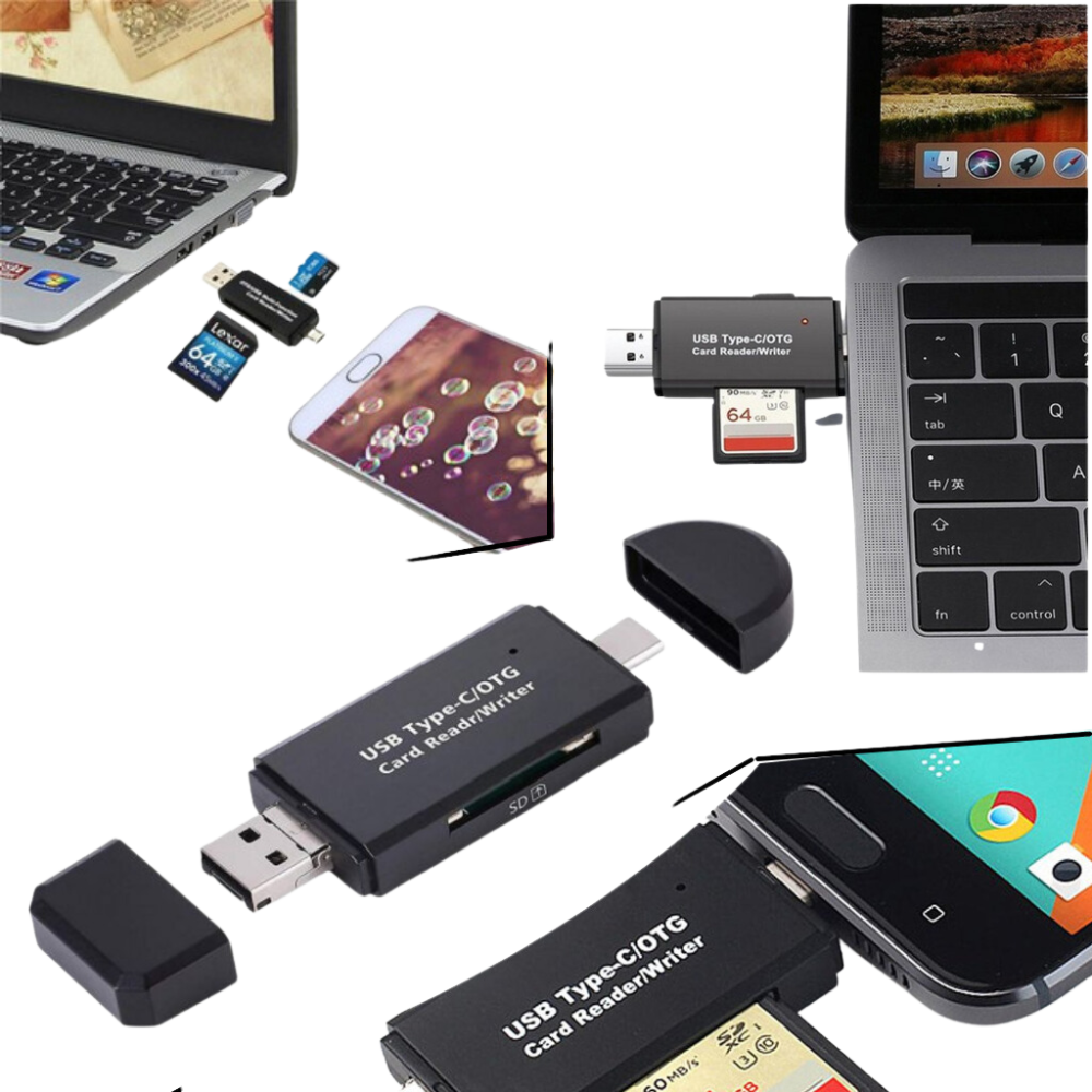 3 i 1 USB minneskortläsare - Ozerty