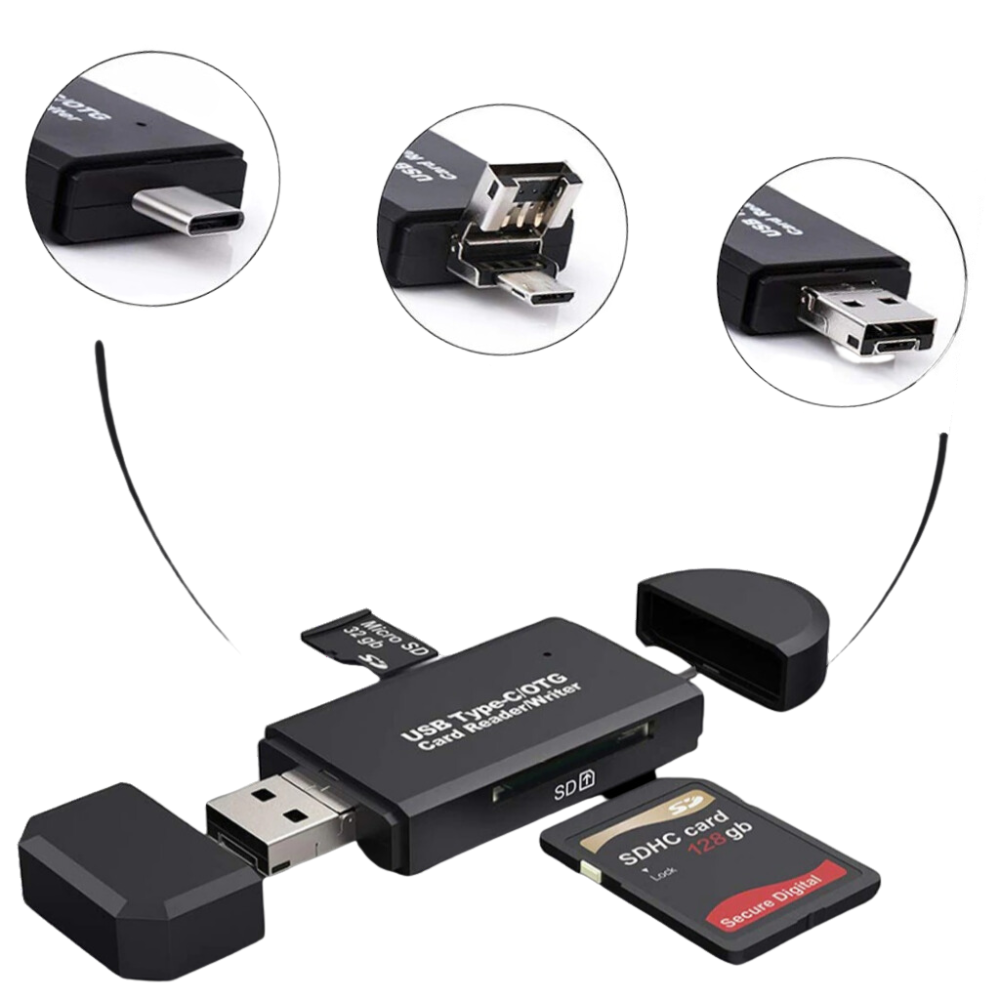 3 i 1 USB minneskortläsare - Ozerty