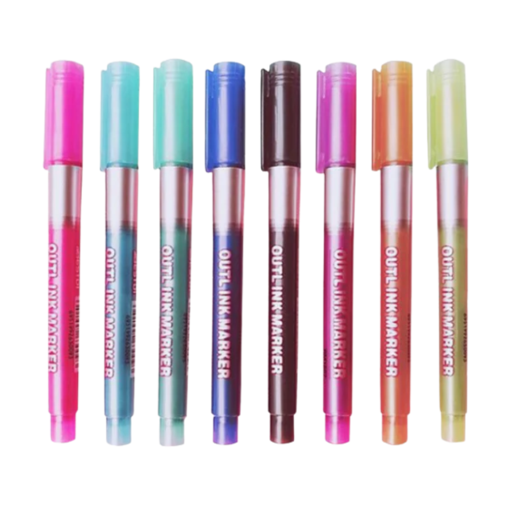 Set med 8 pennor med dubbel linje - Ozerty