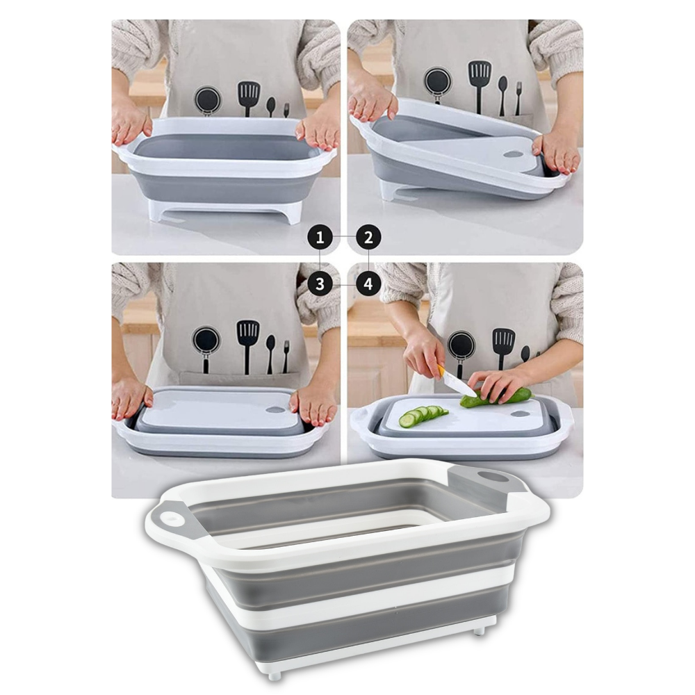 Hopfällbar skärbräda med korg - Ozerty