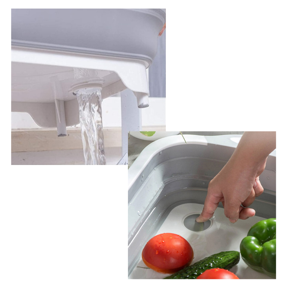 Hopfällbar skärbräda med korg - Ozerty