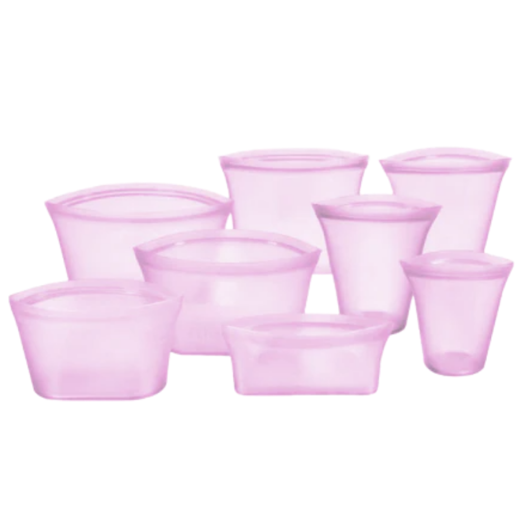 8-pack reusable food bags in silicone