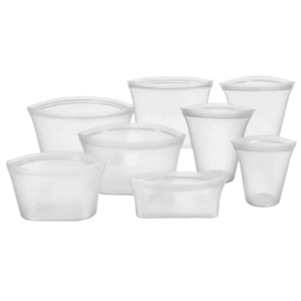 8-pack reusable food bags in silicone