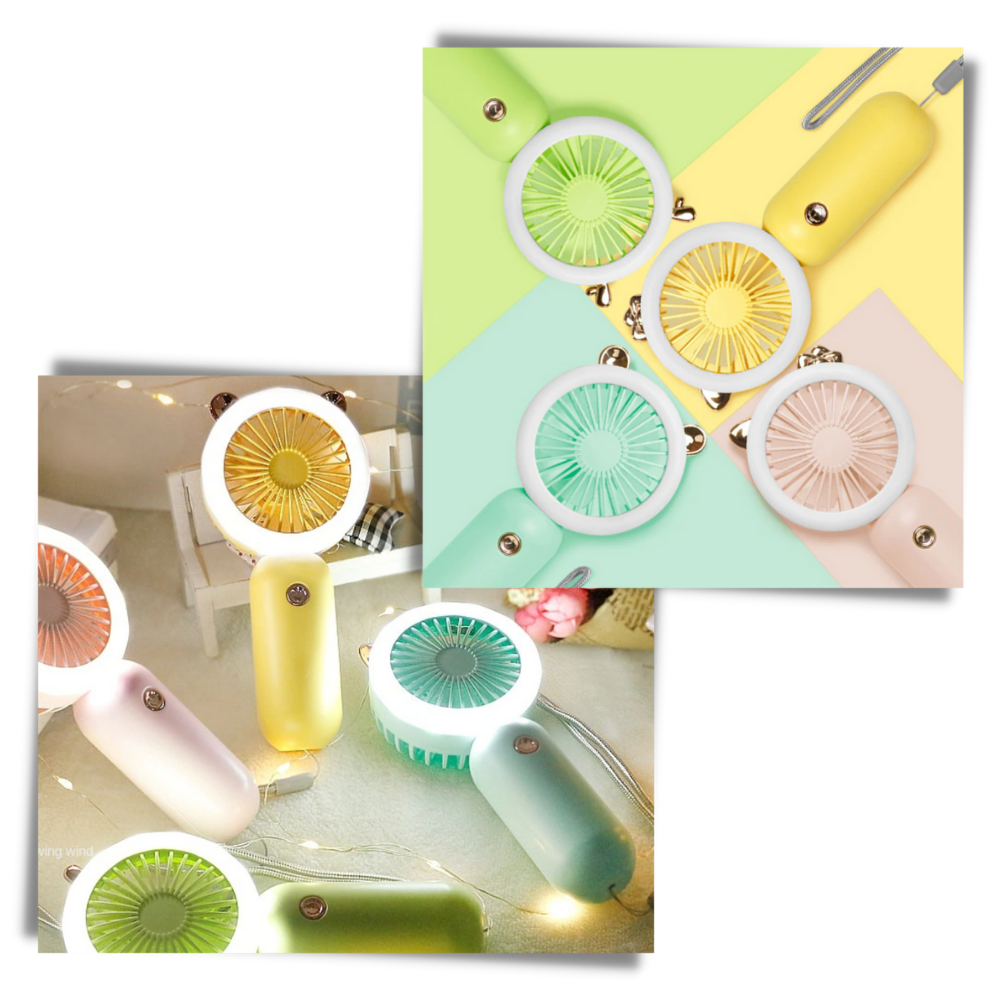 Handhållen USB-fläkt med LED - Ozerty