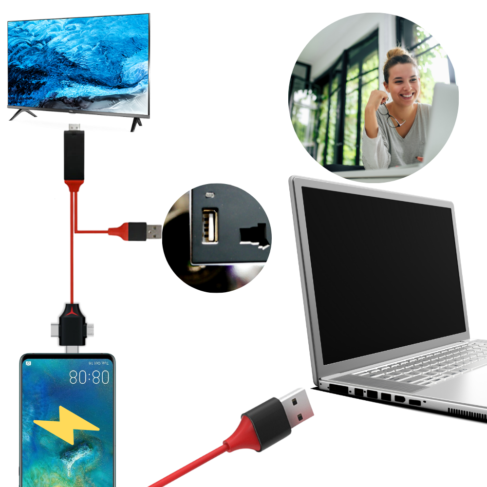 HDMI-adapterkabel för telefoner och surfplattor - Ozerty