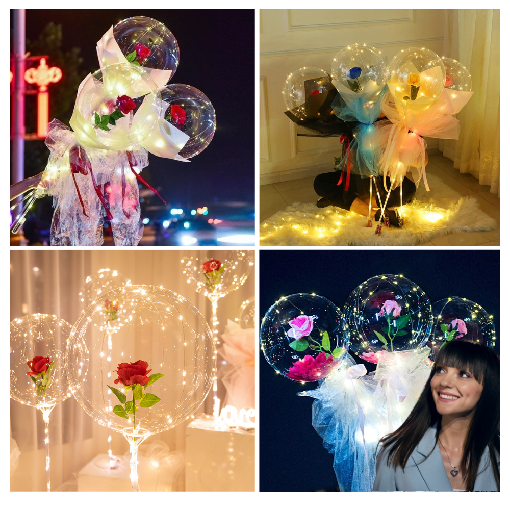 LED-ballong med vacker ros - Ozerty