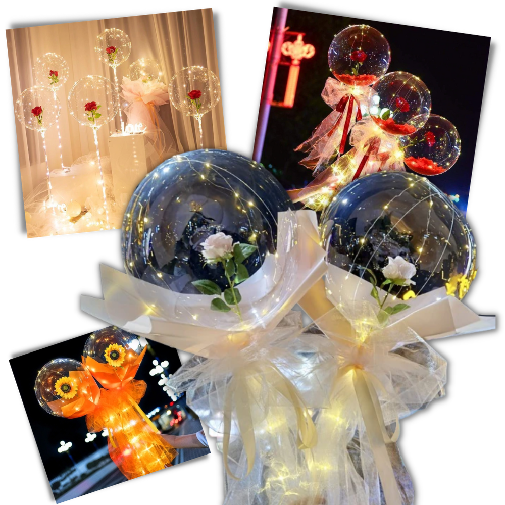 LED-ballong med vacker ros - Ozerty