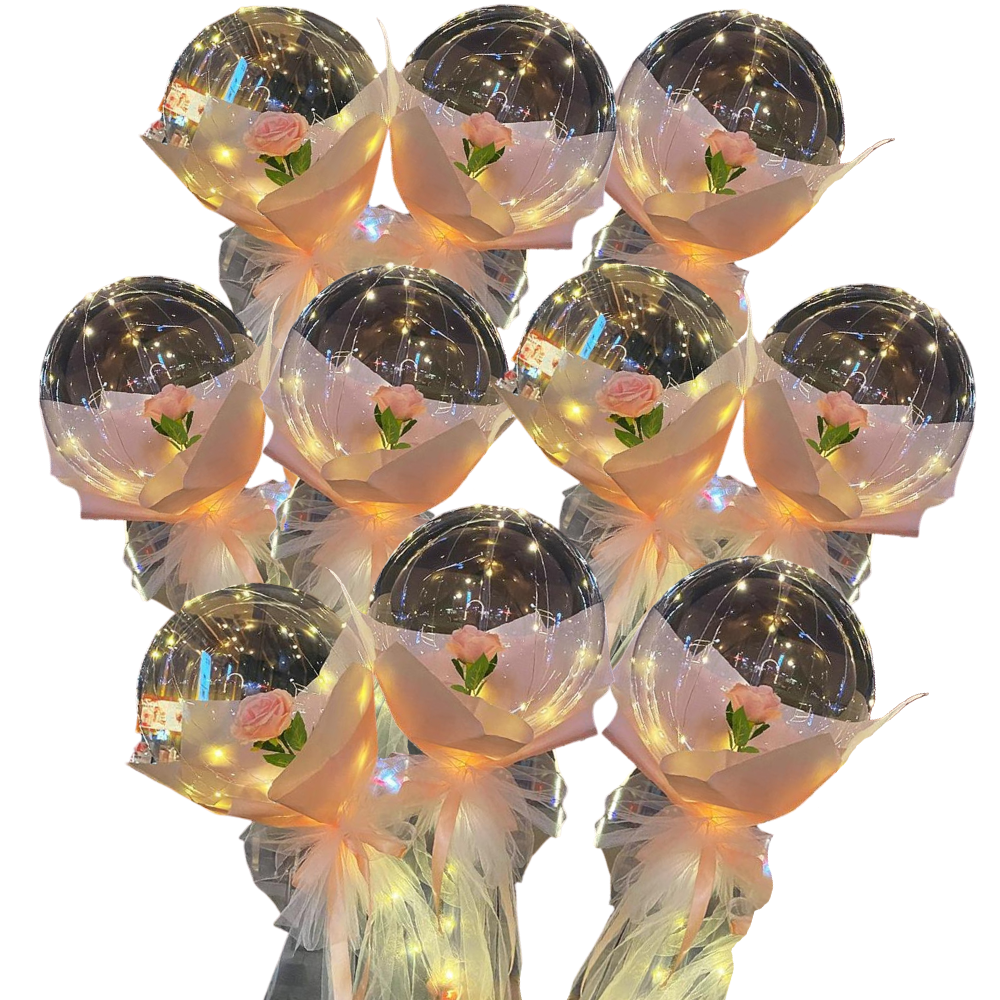 LED-ballong med vacker ros
