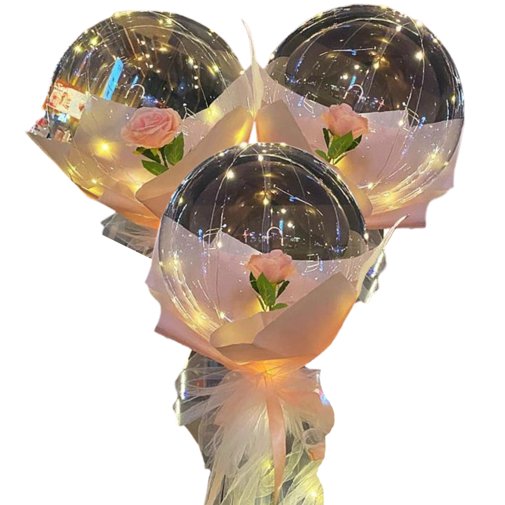 LED-ballong med vacker ros