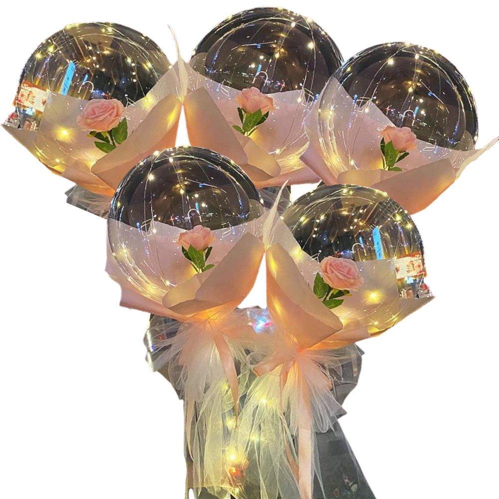 LED-ballong med vacker ros