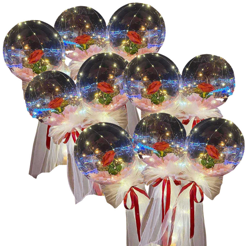 LED-ballong med vacker ros