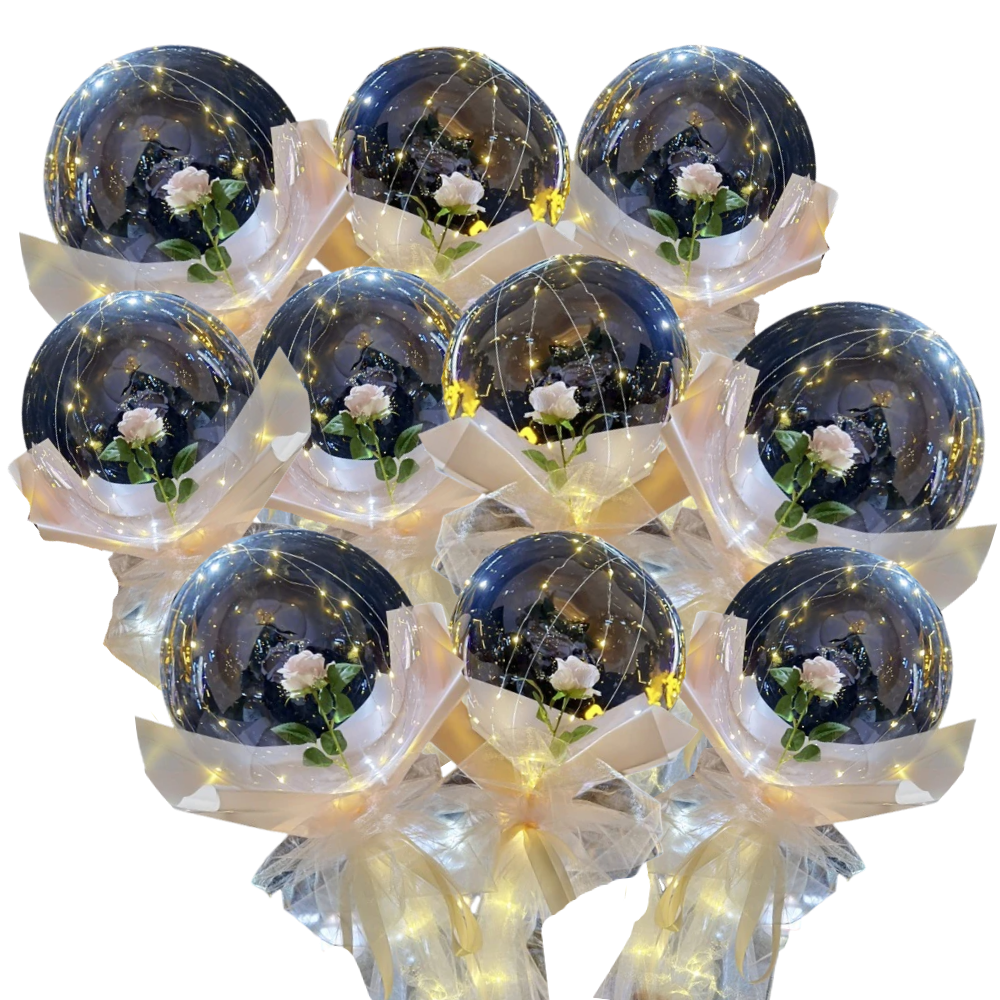LED-ballong med vacker ros