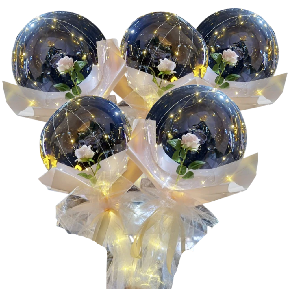 LED-ballong med vacker ros