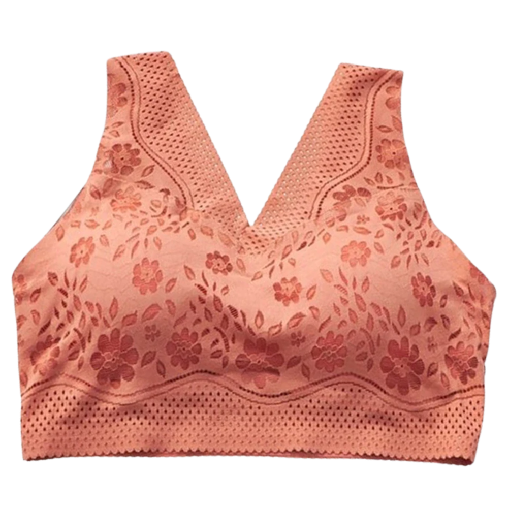 Seamless lace bra that breathes