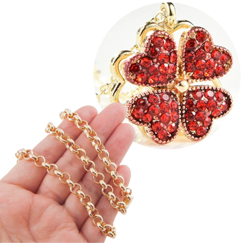 Justerbar 4 blad klöver hjärta halsband - Ozerty