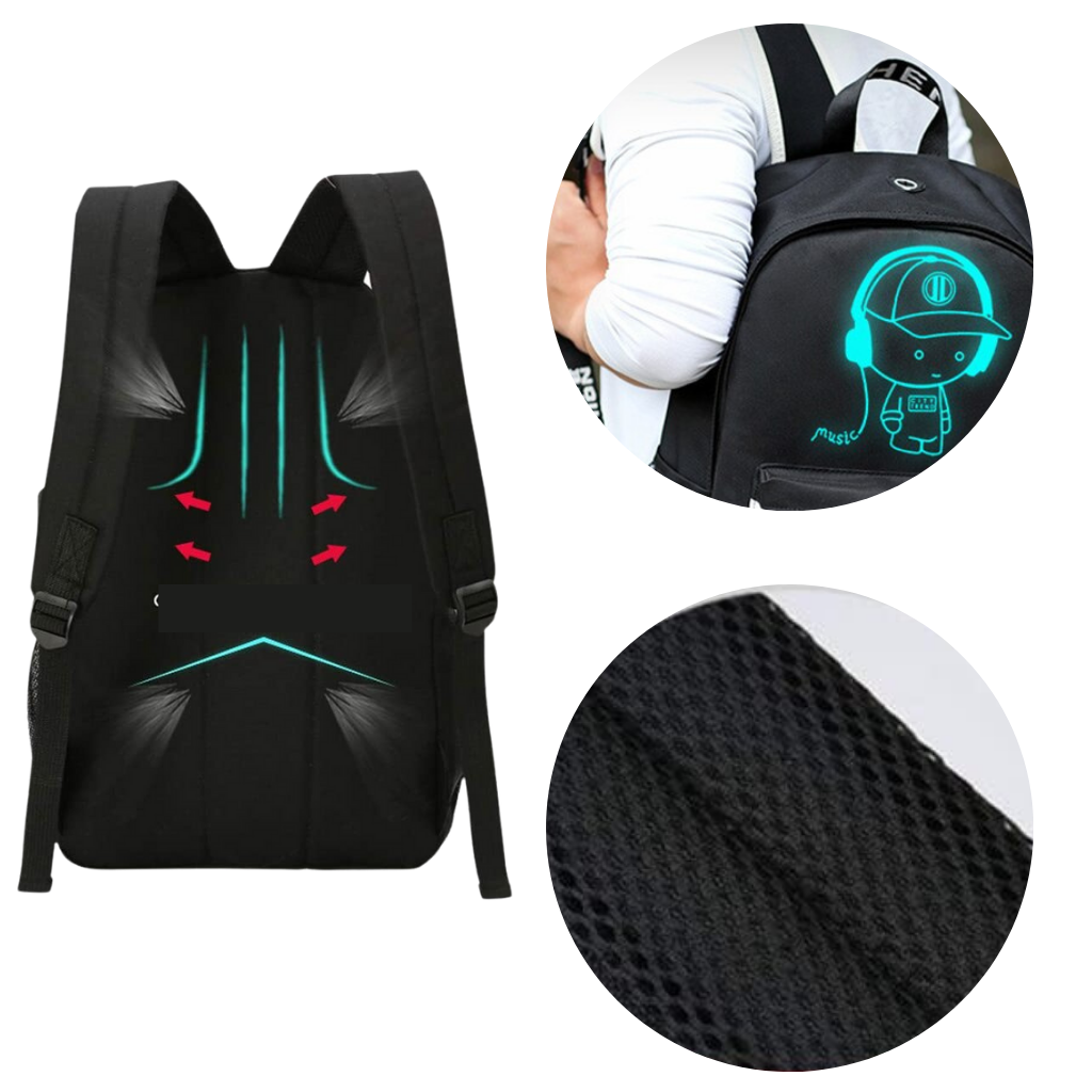 Lysande laptopryggsäck med anime - Ozerty