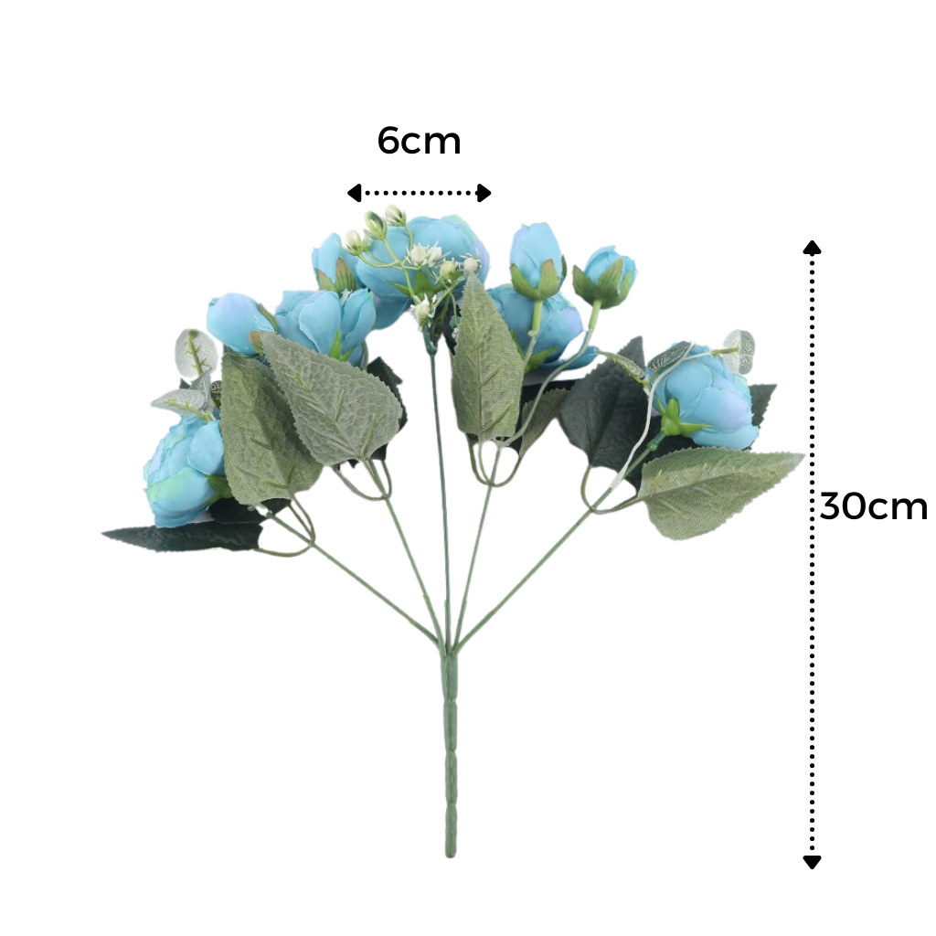 Konstgjorda pioner och rosor i silke Blombukett - Ozerty