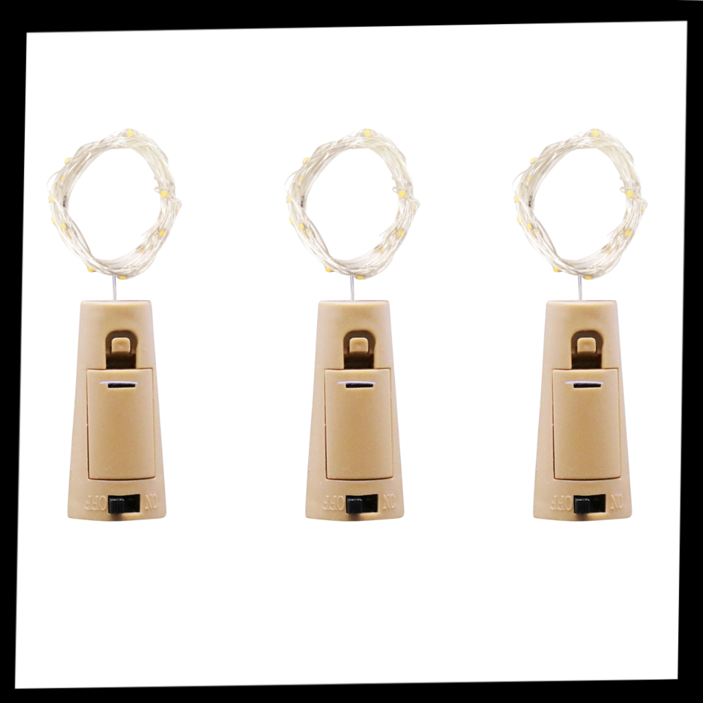 LED-ljusslinga och för flaska med kork (3 st.) - Ozerty