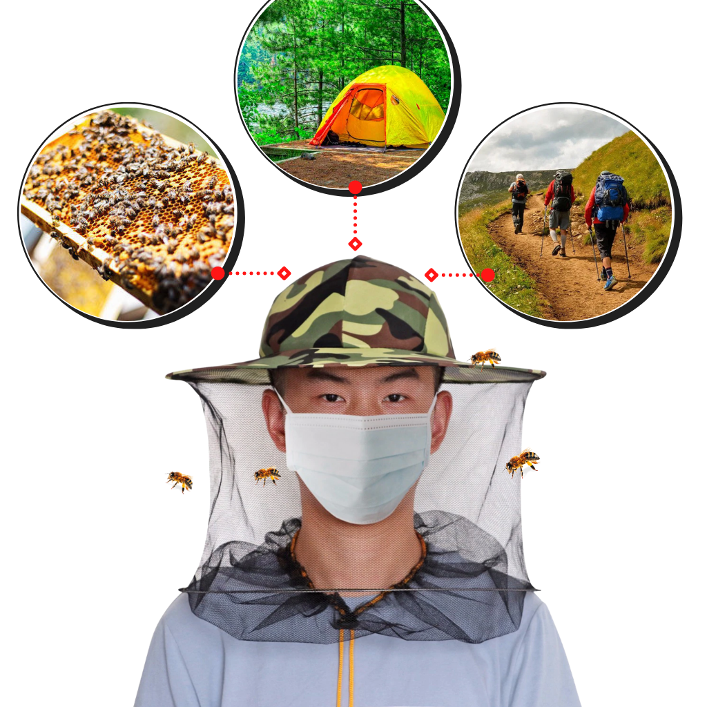 Camouflage biodlingshatt med skyddsnät i nylon - Ozerty