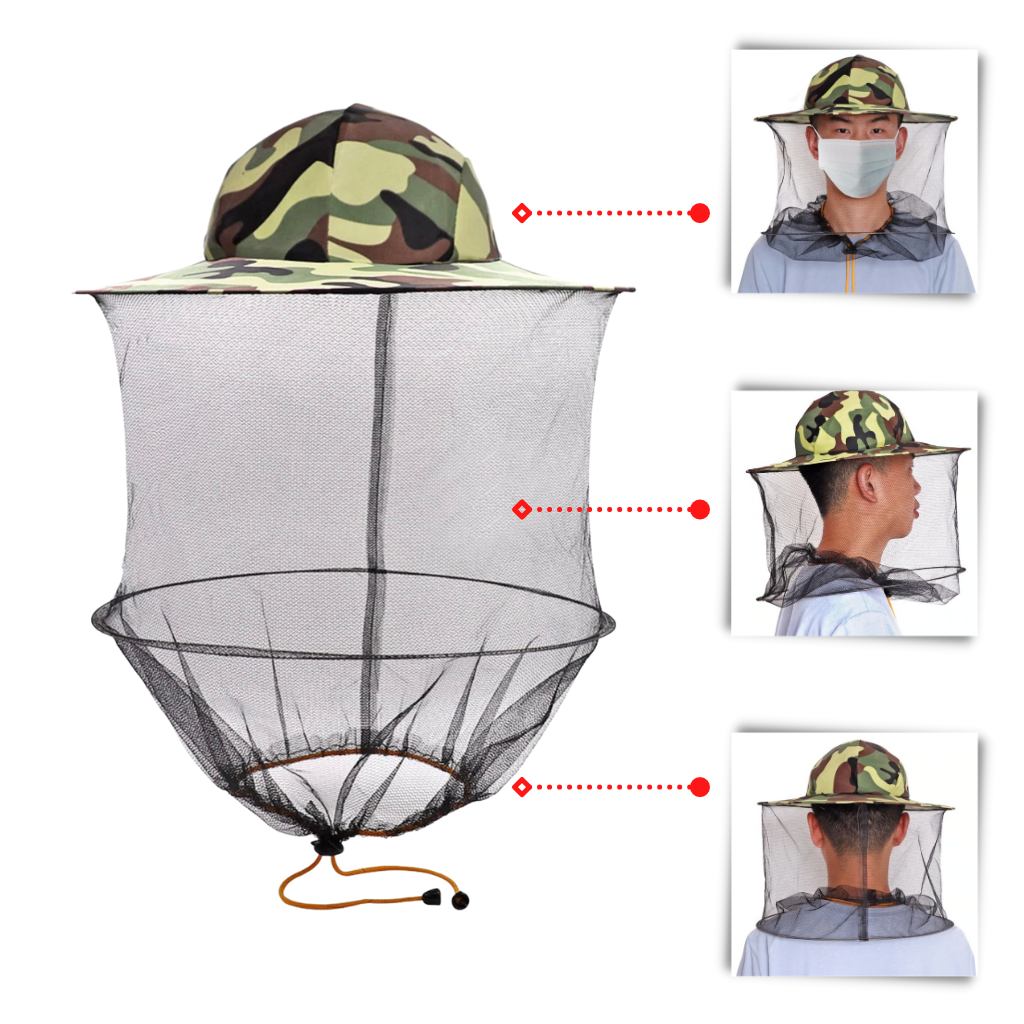 Camouflage biodlingshatt med skyddsnät i nylon - Ozerty