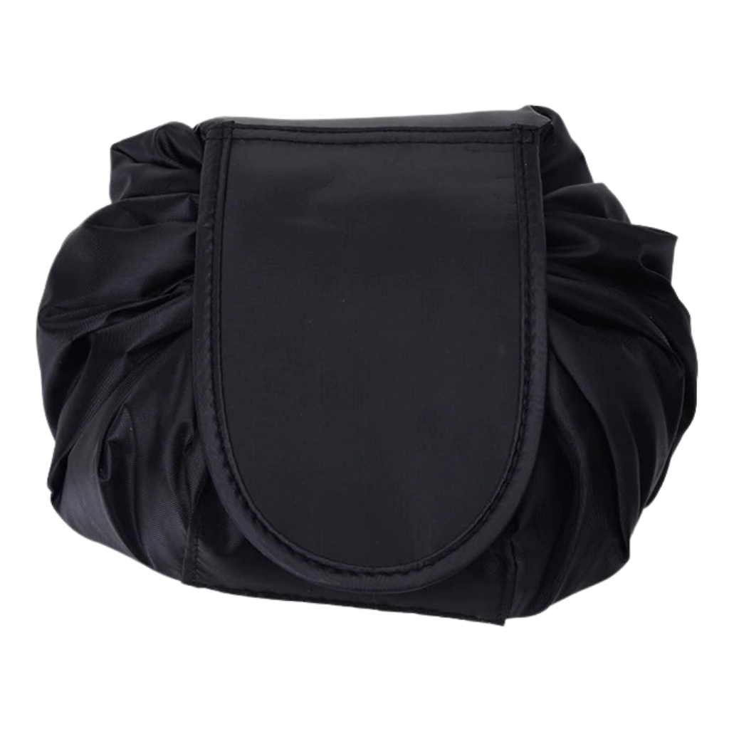 Foldable makeup bag with drawstring