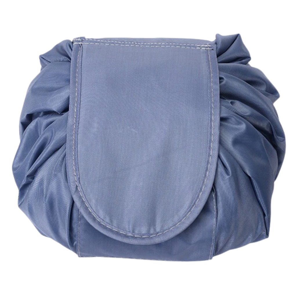 Foldable makeup bag with drawstring