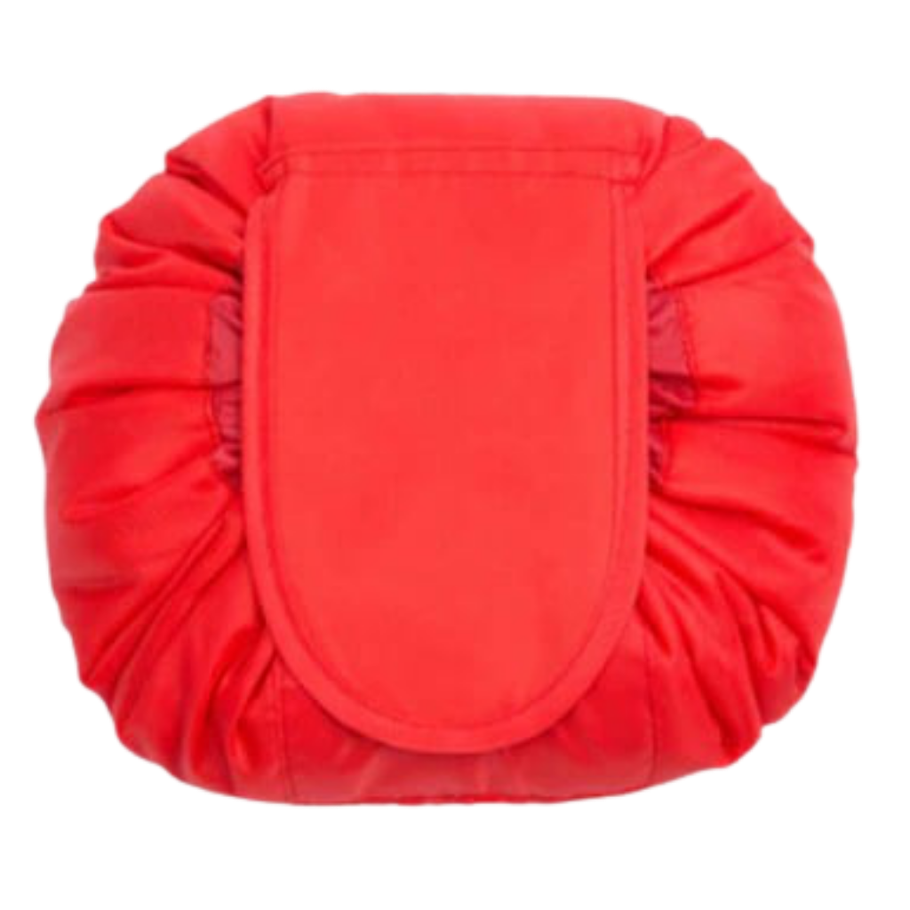 Foldable makeup bag with drawstring