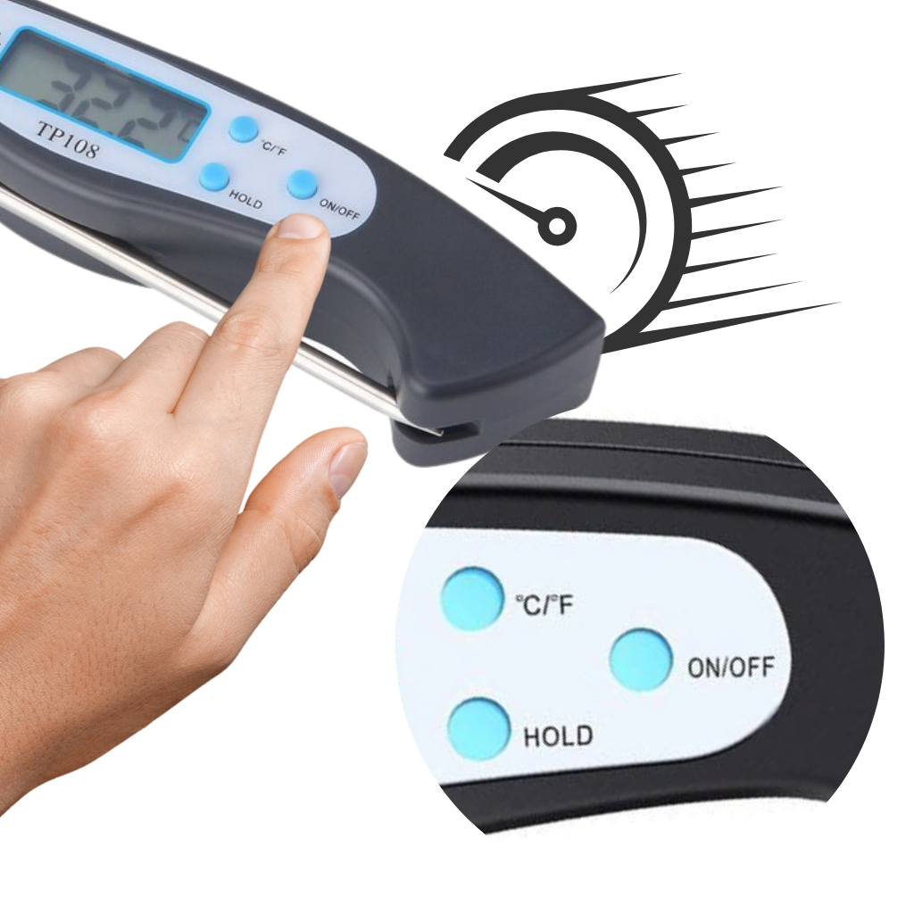 Vikbar digital matlagningstermometer med omedelbar avläsning - Ozerty