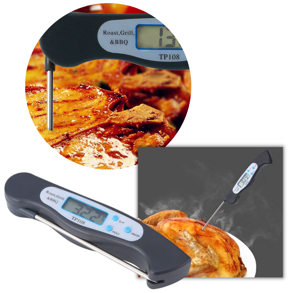 Vikbar digital matlagningstermometer med omedelbar avläsning - Ozerty