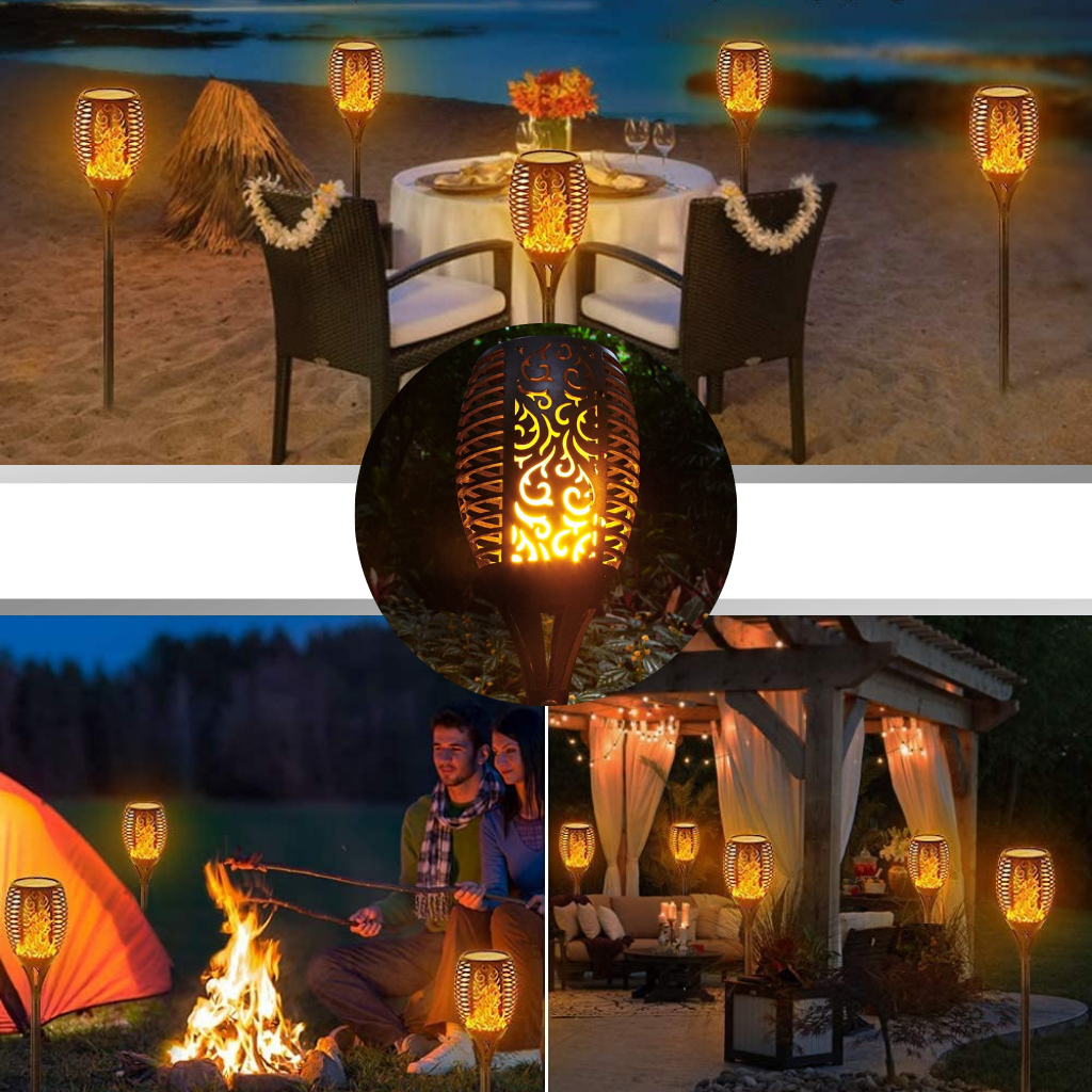 LED Solenergi Fackla Lampa med flimrande låga - Ozerty