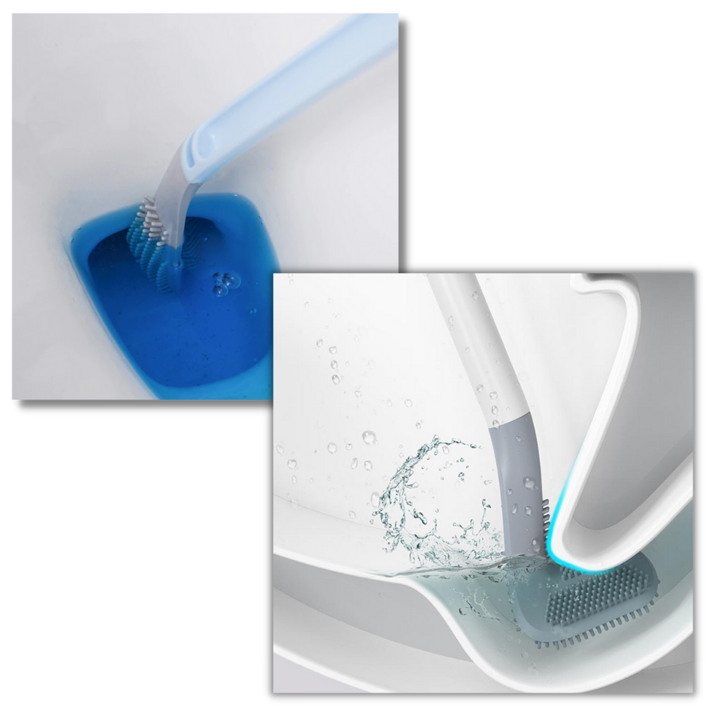 Toalettborste med långt handtag och väggmonterad bas - Ozerty