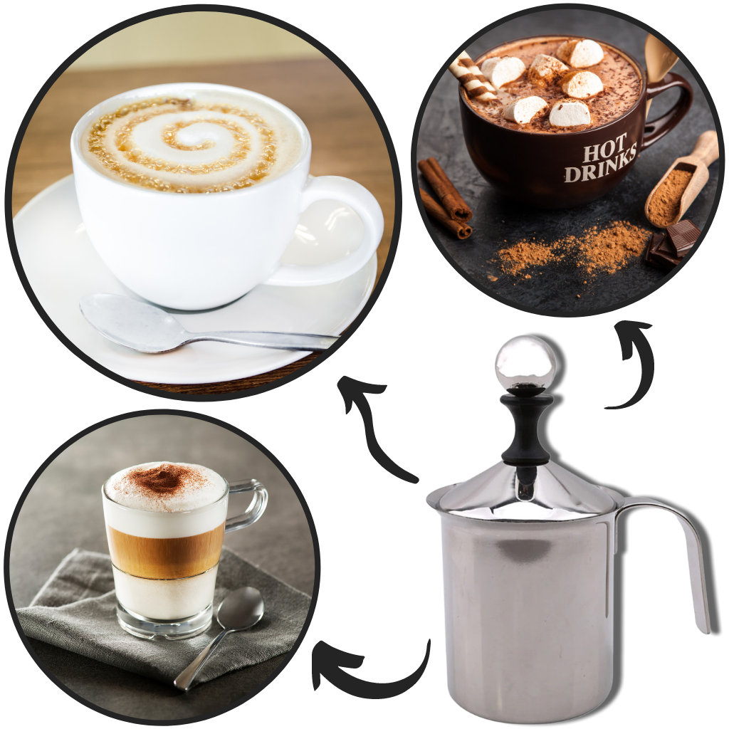 Manuell mjölkskummare i rostfritt stål 400 ml - Ozerty