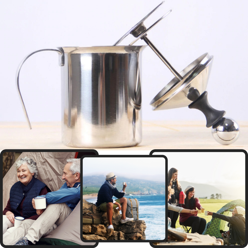 Manuell mjölkskummare i rostfritt stål 400 ml - Ozerty