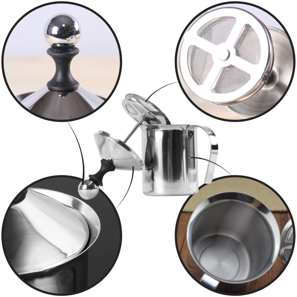 Manuell mjölkskummare i rostfritt stål 400 ml - Ozerty