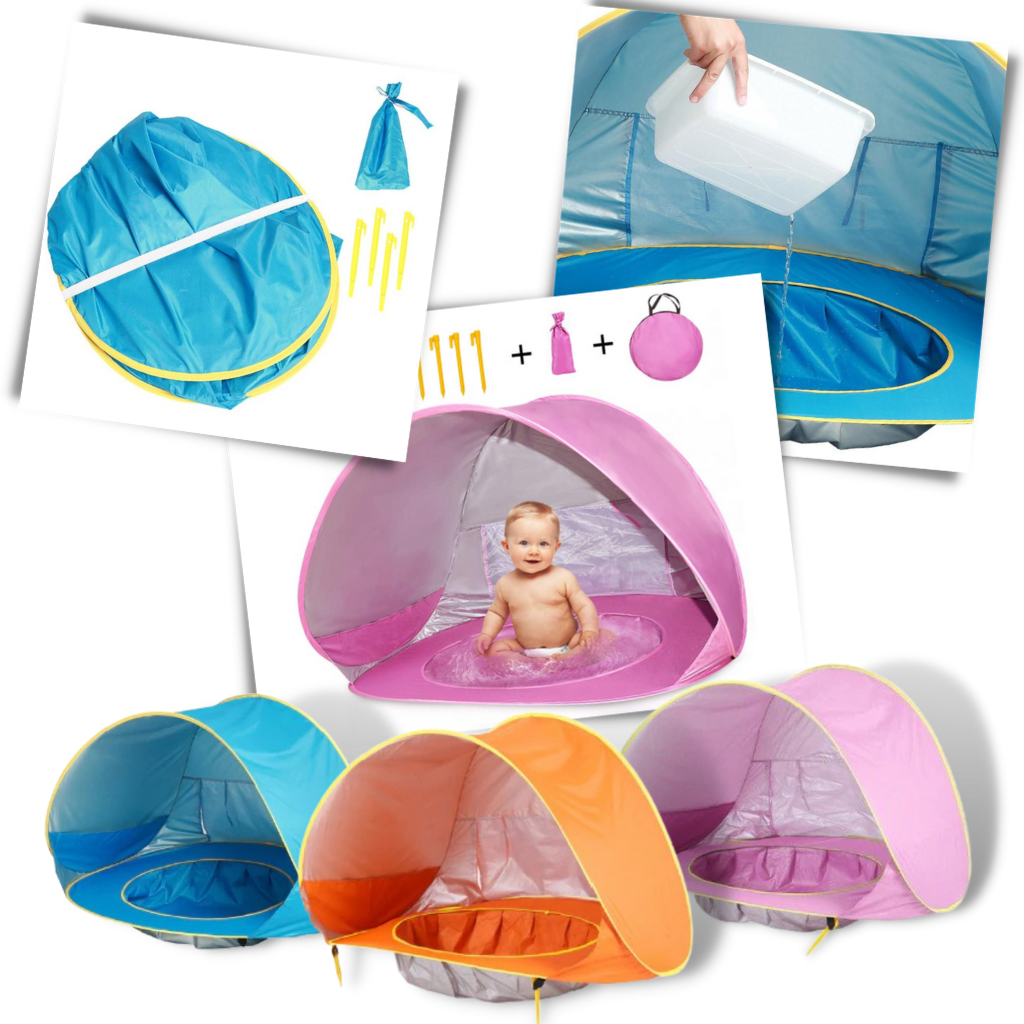 Bärbart strandtält för barn med minipool - Ozerty