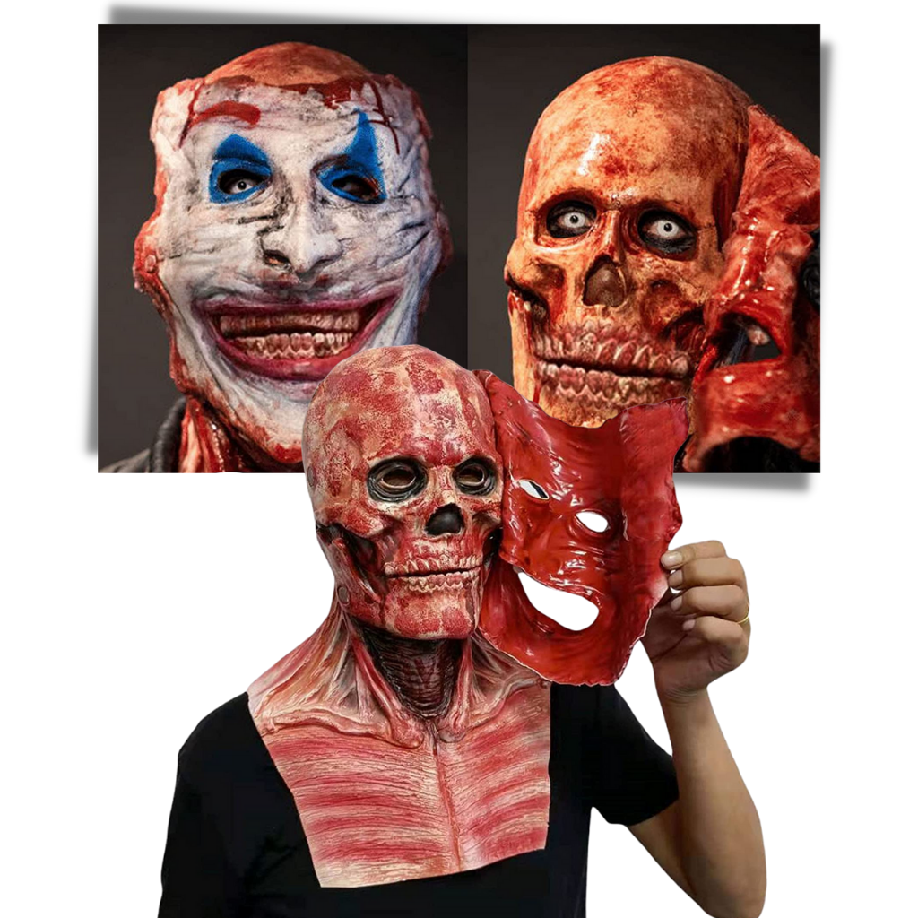 Realistisk Halloween Skräck dubbelmask  - Ozerty
