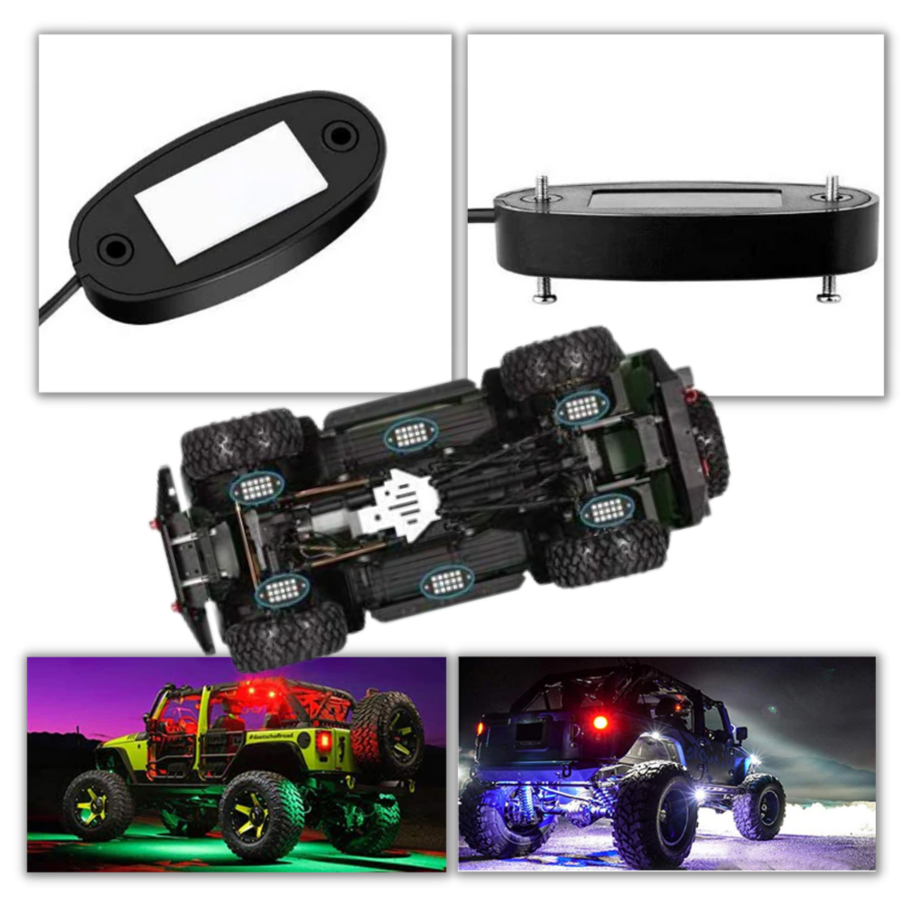 Paket med 8 RGB-lampor för fordon - Ozerty