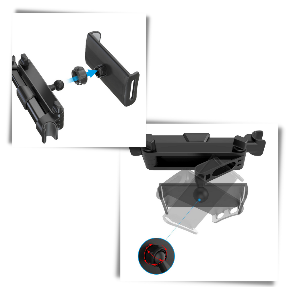 Hållare för surfplatta och telefon för baksäte - Ozerty
