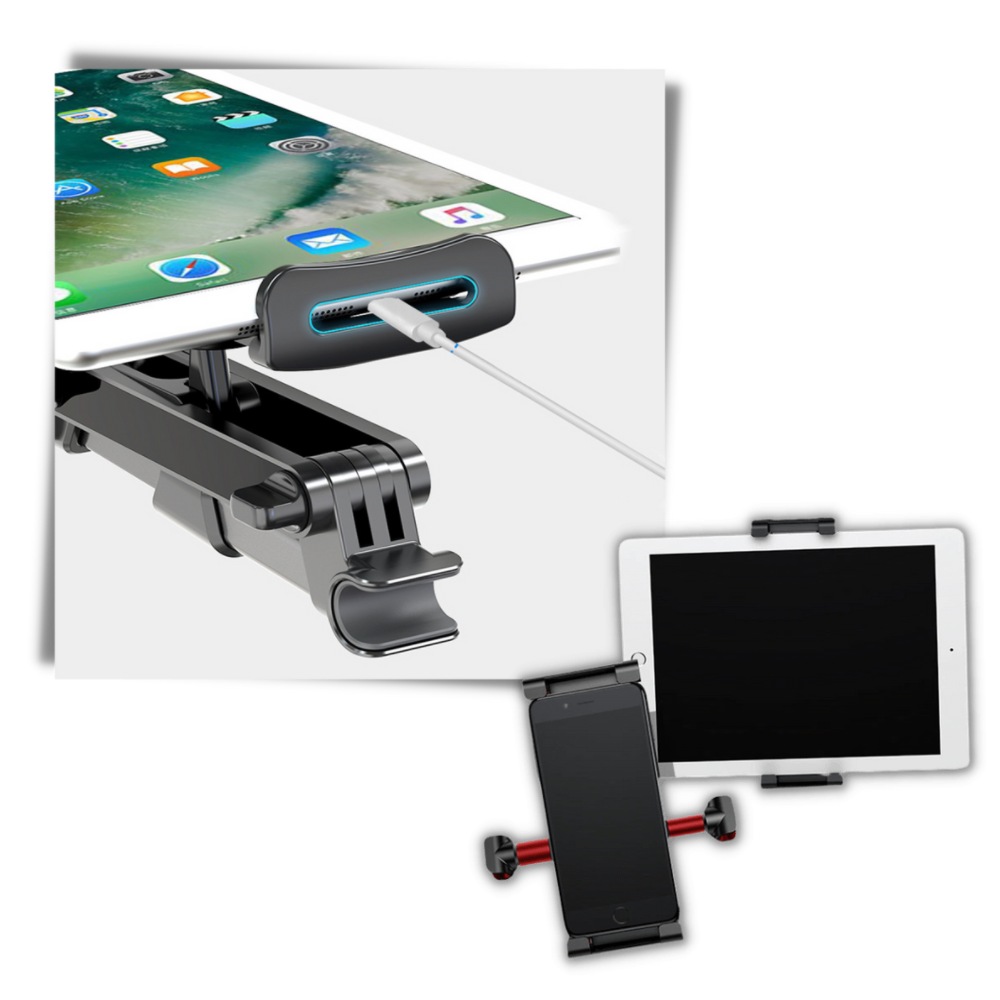 Hållare för surfplatta och telefon för baksäte - Ozerty