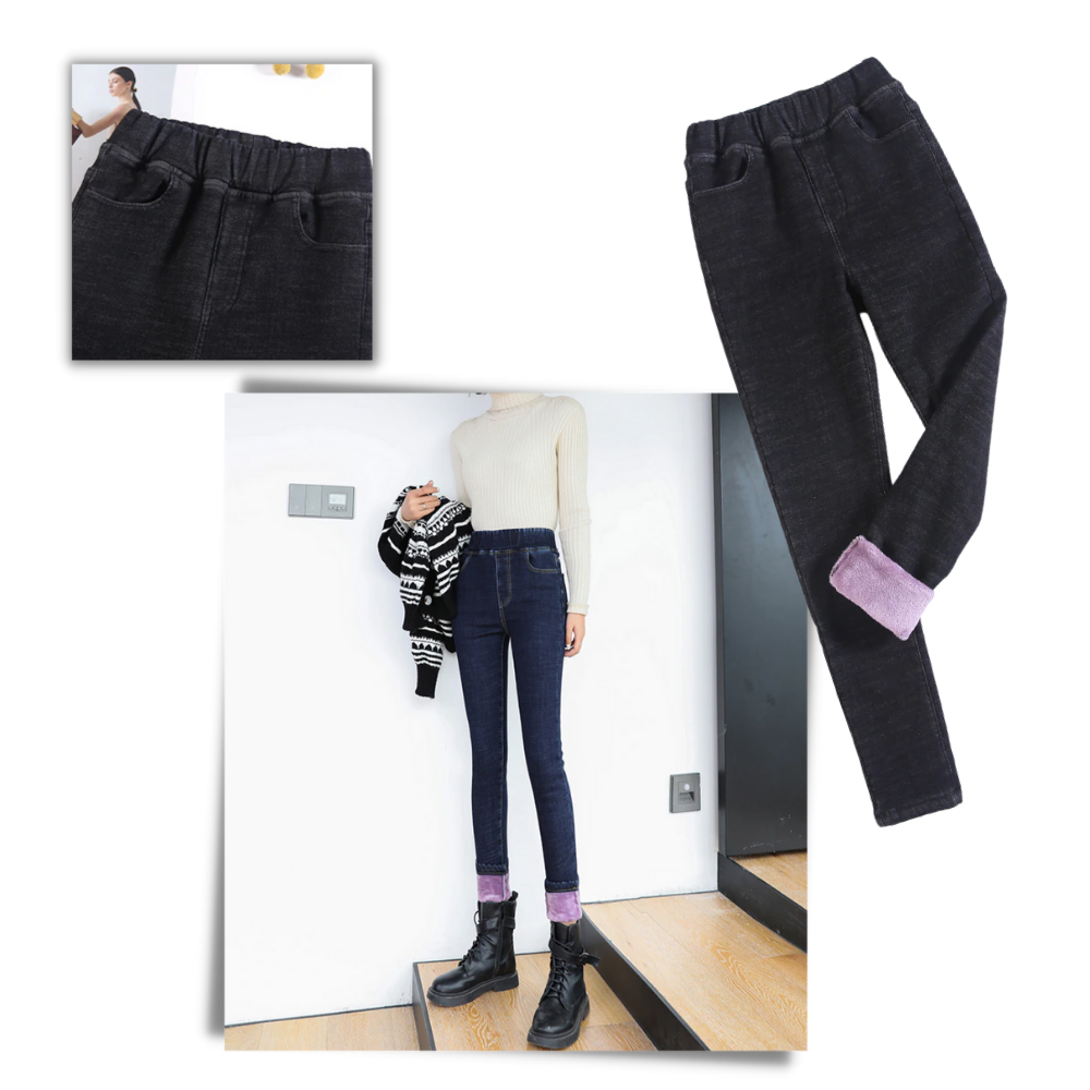 Jeggings med termisk fleece för kvinnor - Ozerty
