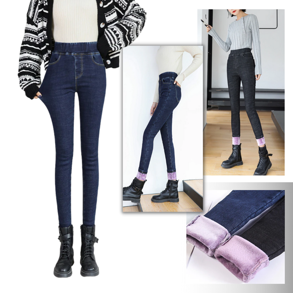 Jeggings med termisk fleece för kvinnor - Ozerty