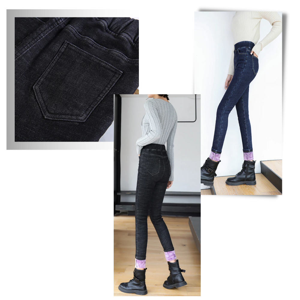 Jeggings med termisk fleece för kvinnor - Ozerty