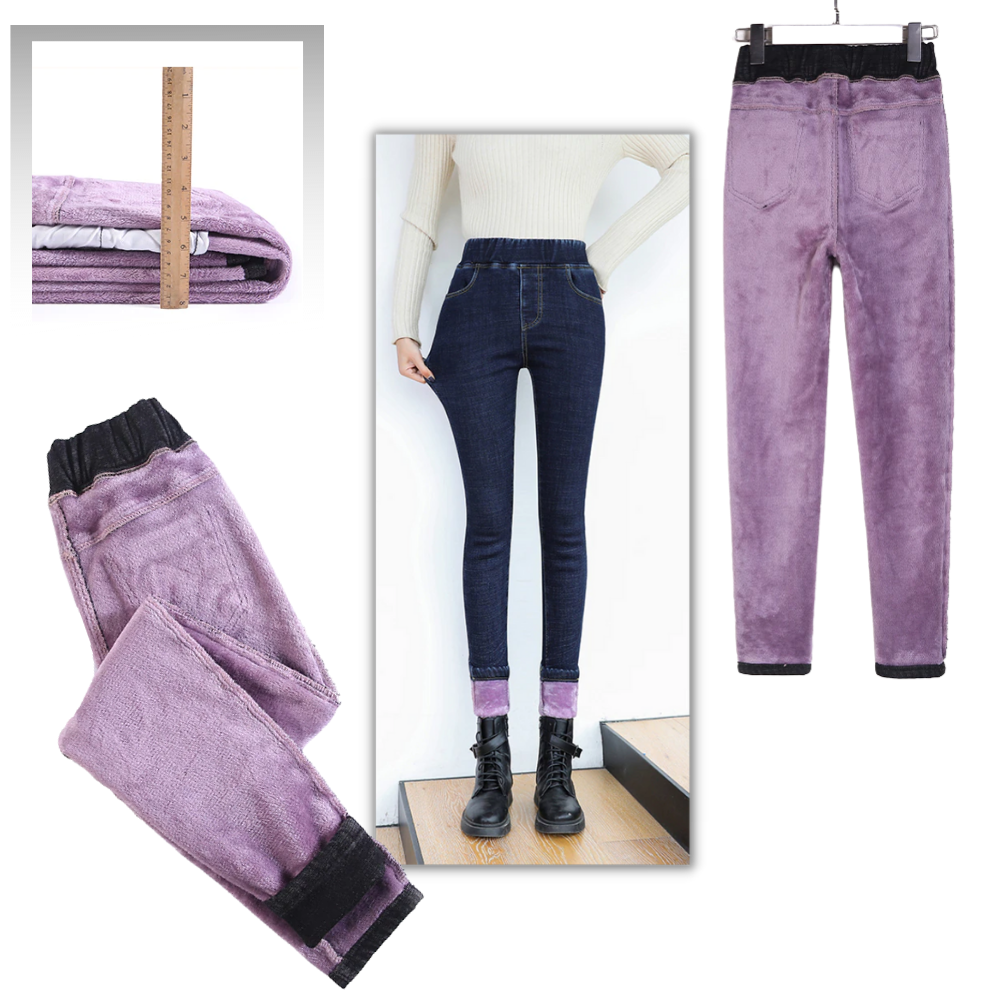 Jeggings med termisk fleece för kvinnor - Ozerty